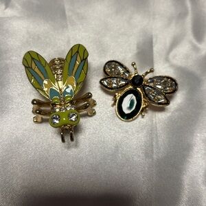 Gold and Green Insect Brooch Set